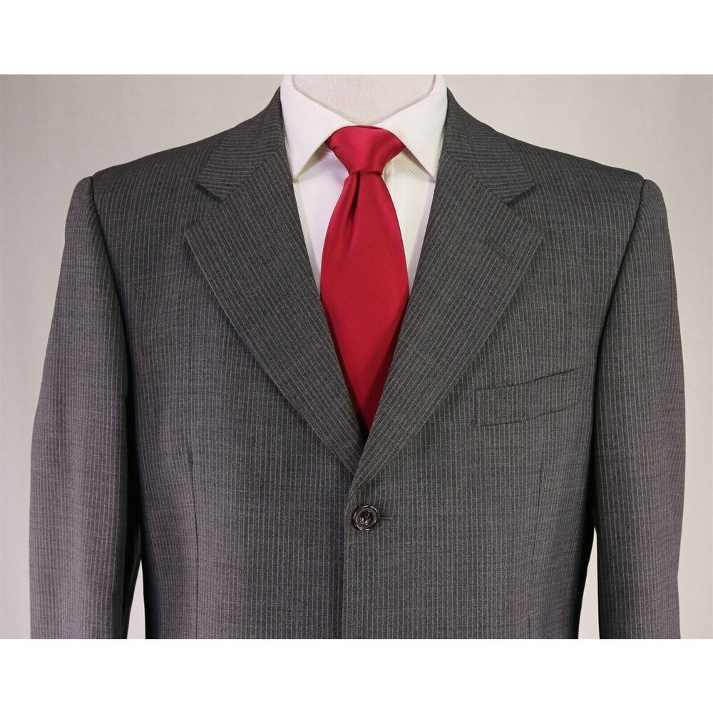 Paul Stuart Gray Thin Striped Wool Crepe 3-Btn Su… - image 3